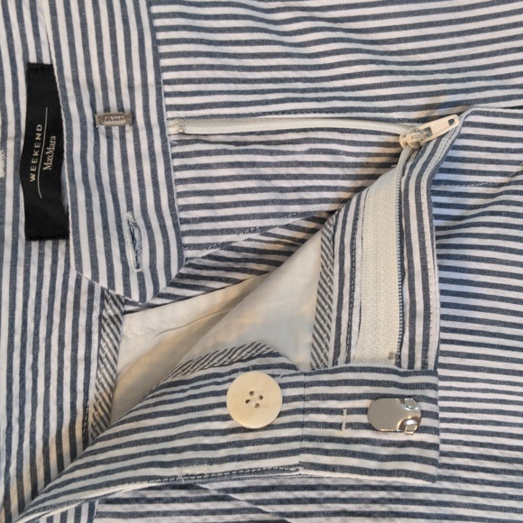 Max Mara Weekend Bianco/Azzurro Pants, Slim/cigarette trouser, Size 4, Blue/Wht - Picture 3 of 6